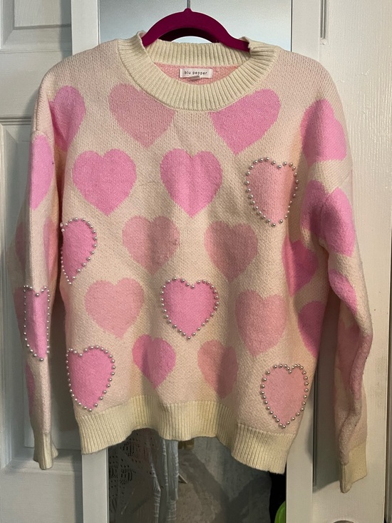 Blu Pepper Sweaters - Blu Pepper Pink Heart Sweater